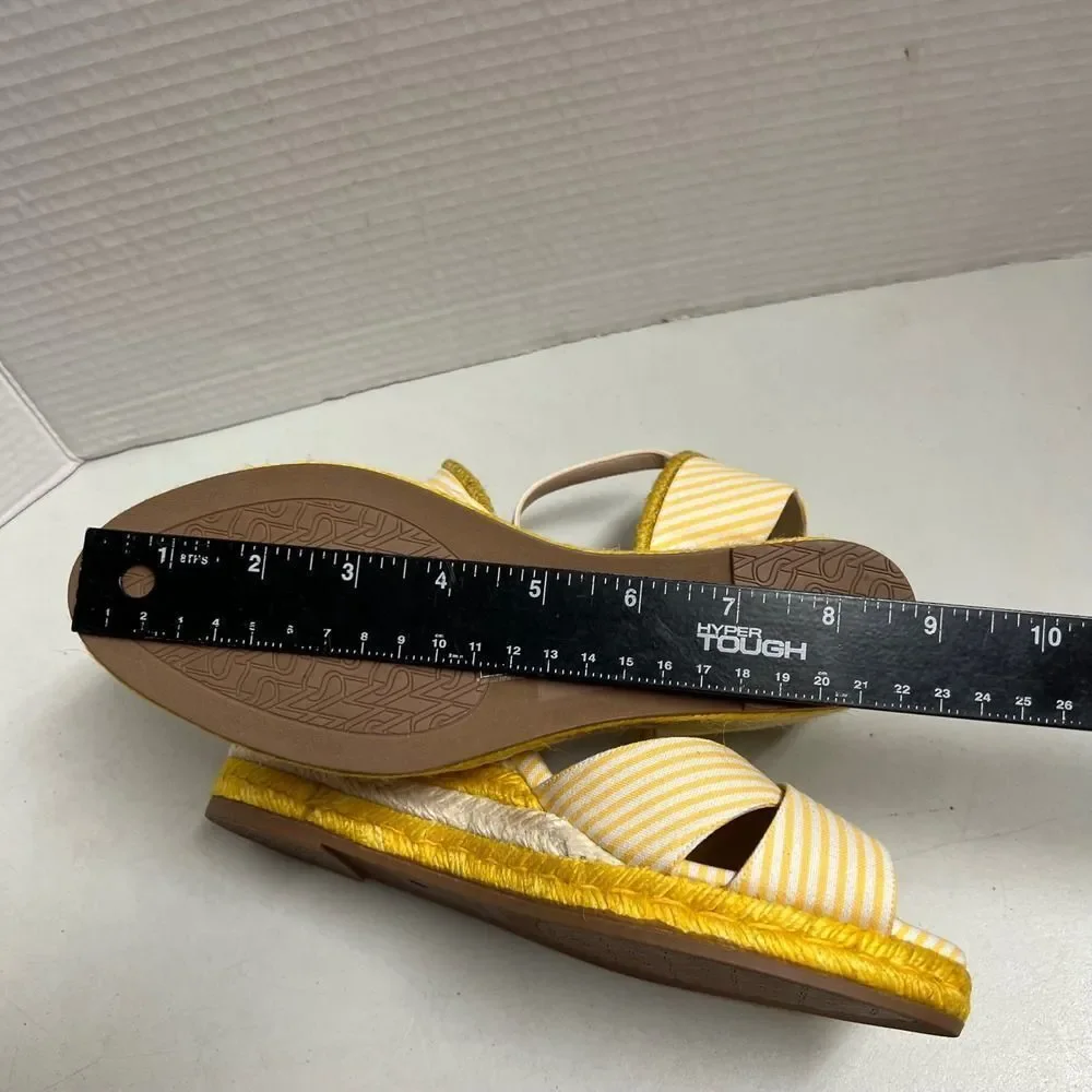 STUART WEITZMAN  Minela Striped Wedge Espadrille Yellow White Size 6.5 SEE DESCR - Picture 7 of 15